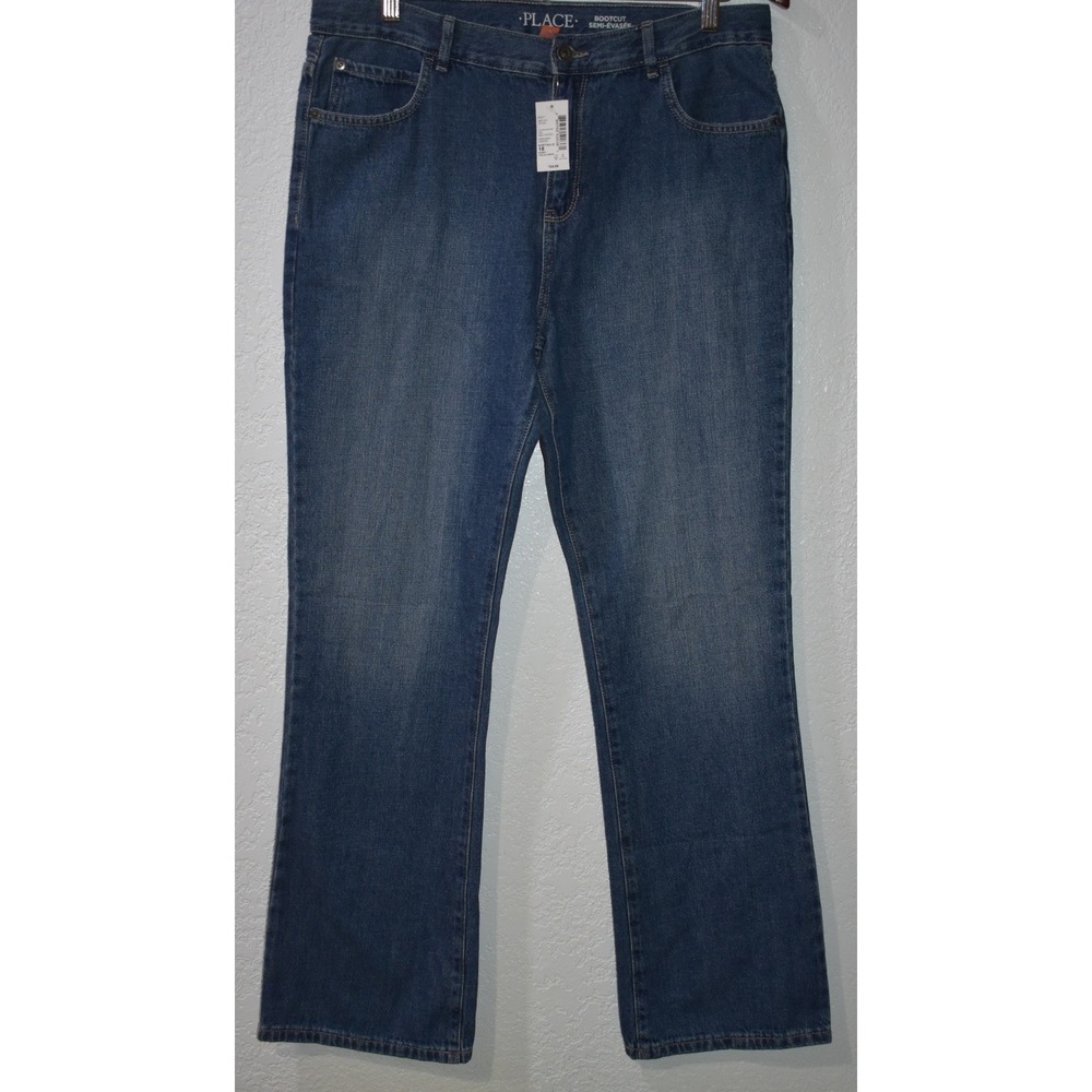 The Childrens Place Boys Bootcut Jeans Blue Husky Size 18 NEW w/Tags 5 Pocket